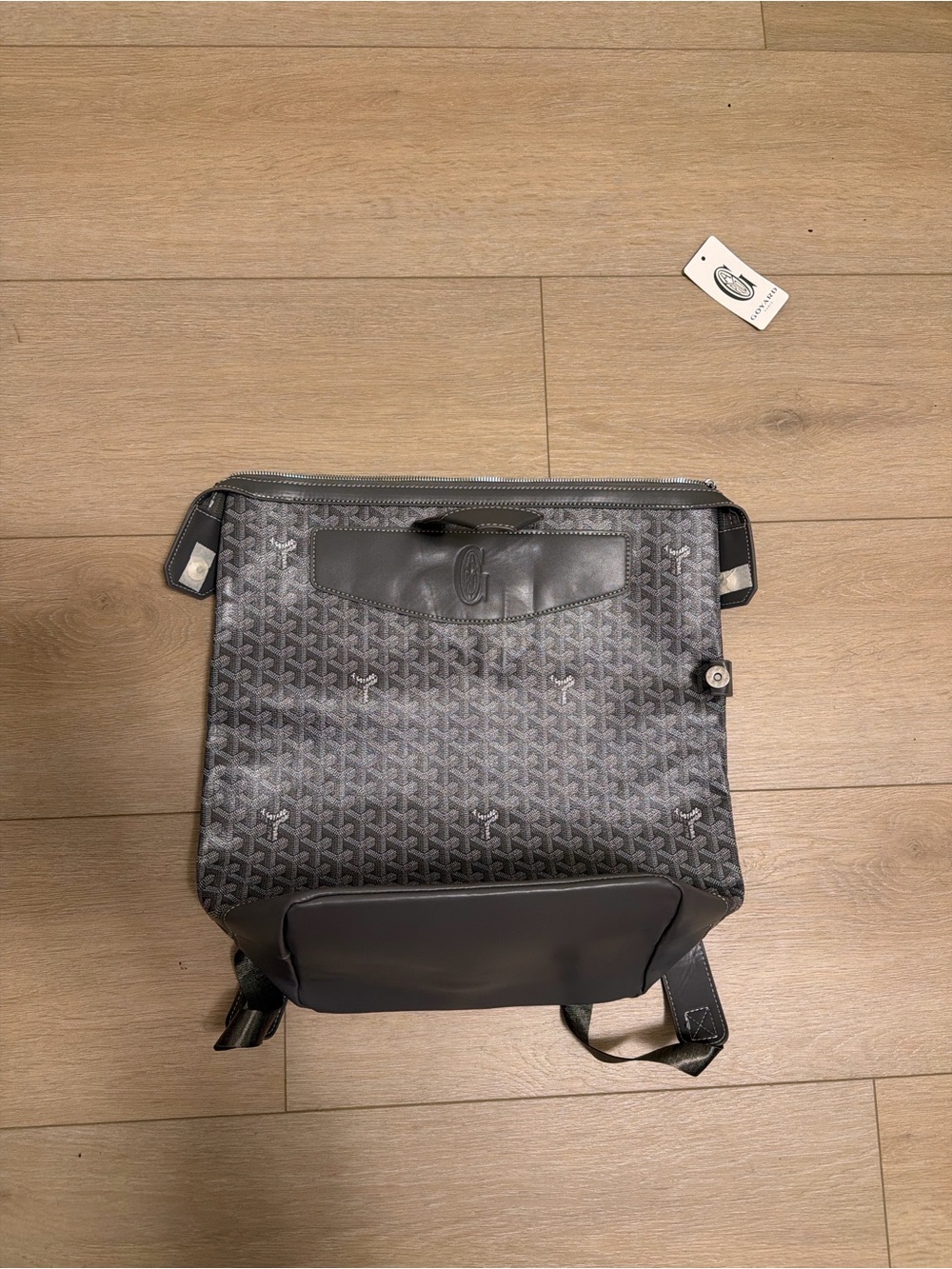 Goyard Gray Patterned Canvas Backpack with Leather Trim